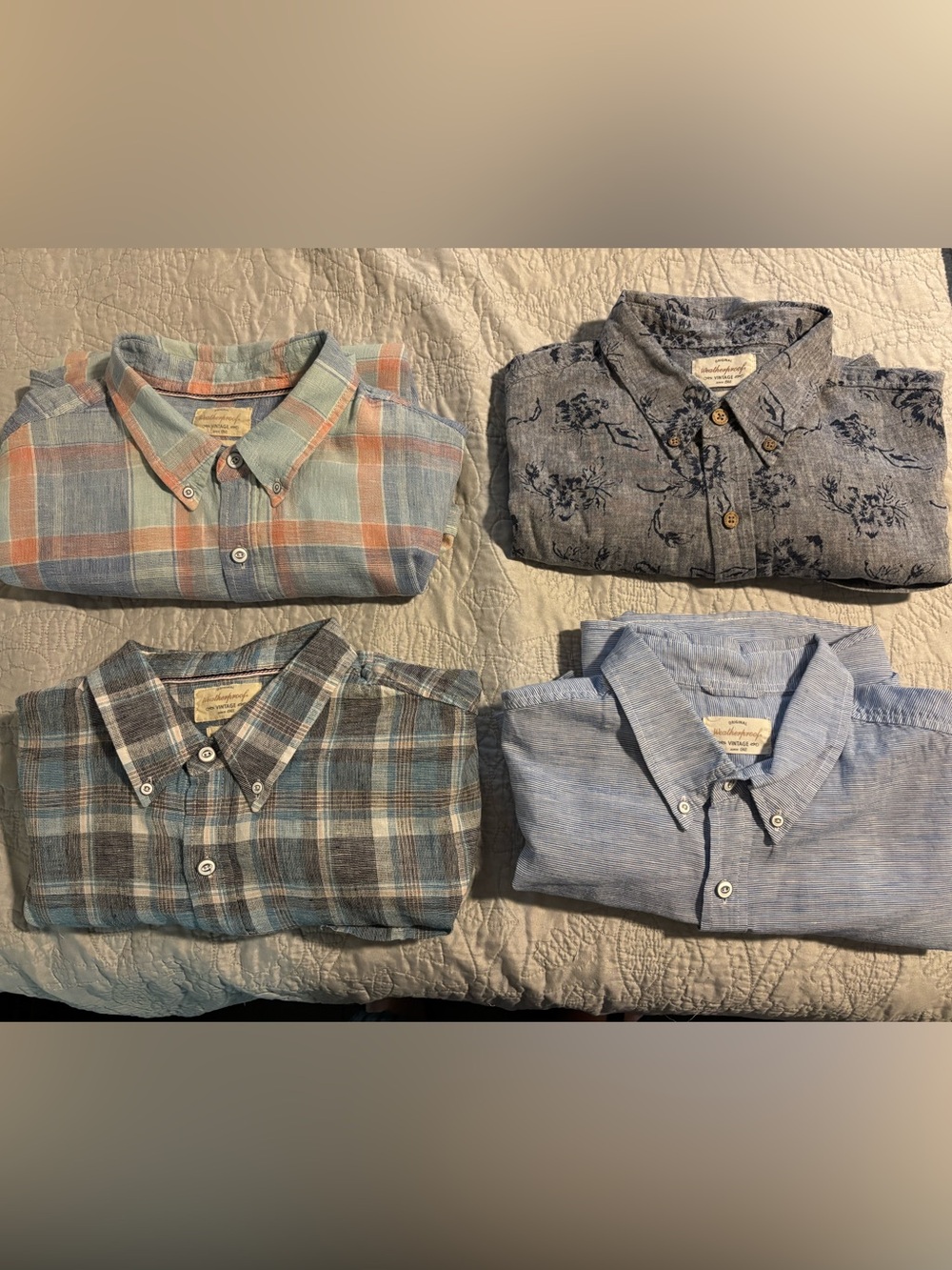 Weatherproof Vintage - Lot of 4 - SS - Var Colors - Large - Linen/Cotton - EUC
